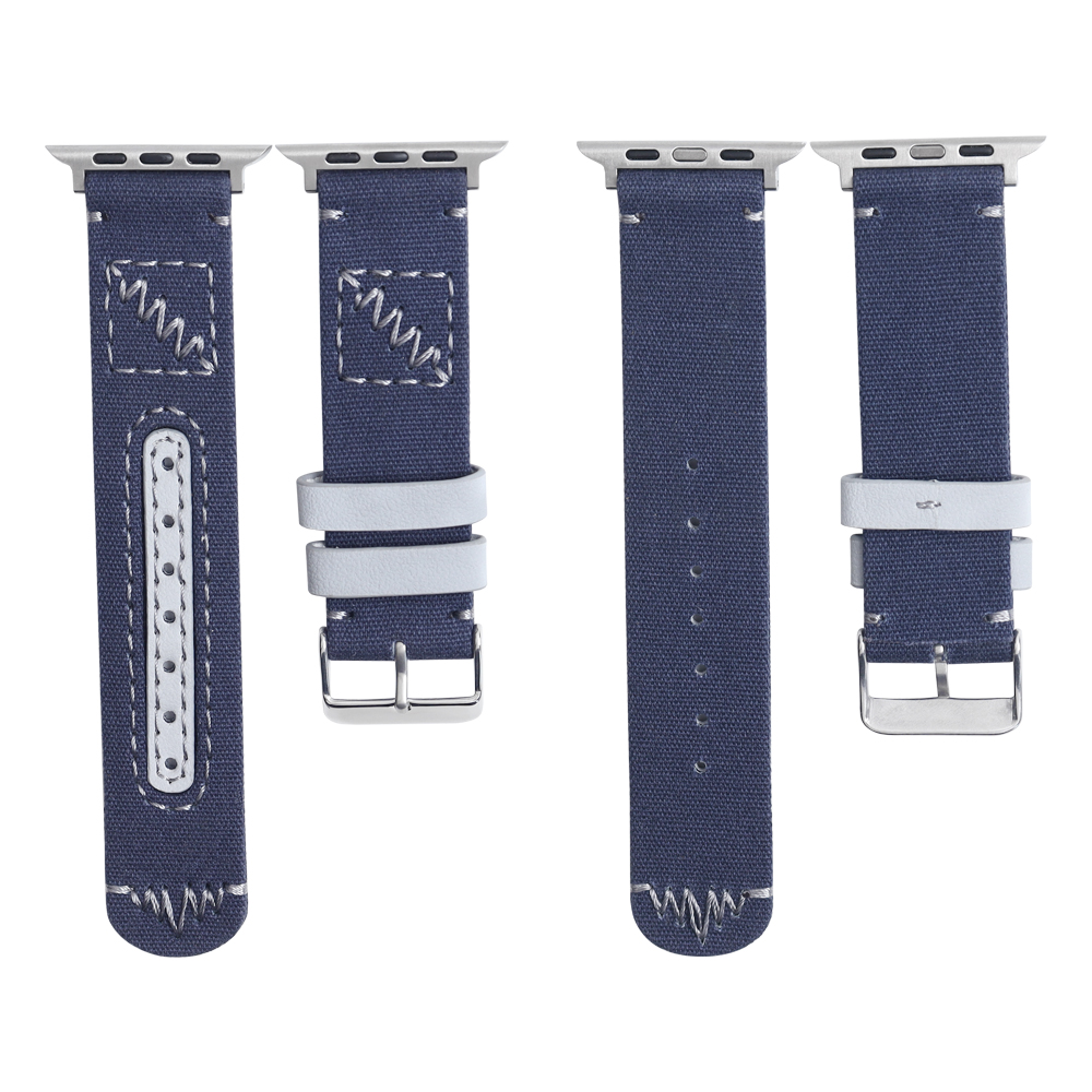 CONKLY Vintage Canvas Apple Watch Band 20mm 22mm 24mm Leather Hole Accent Custom Color Hardware OEM