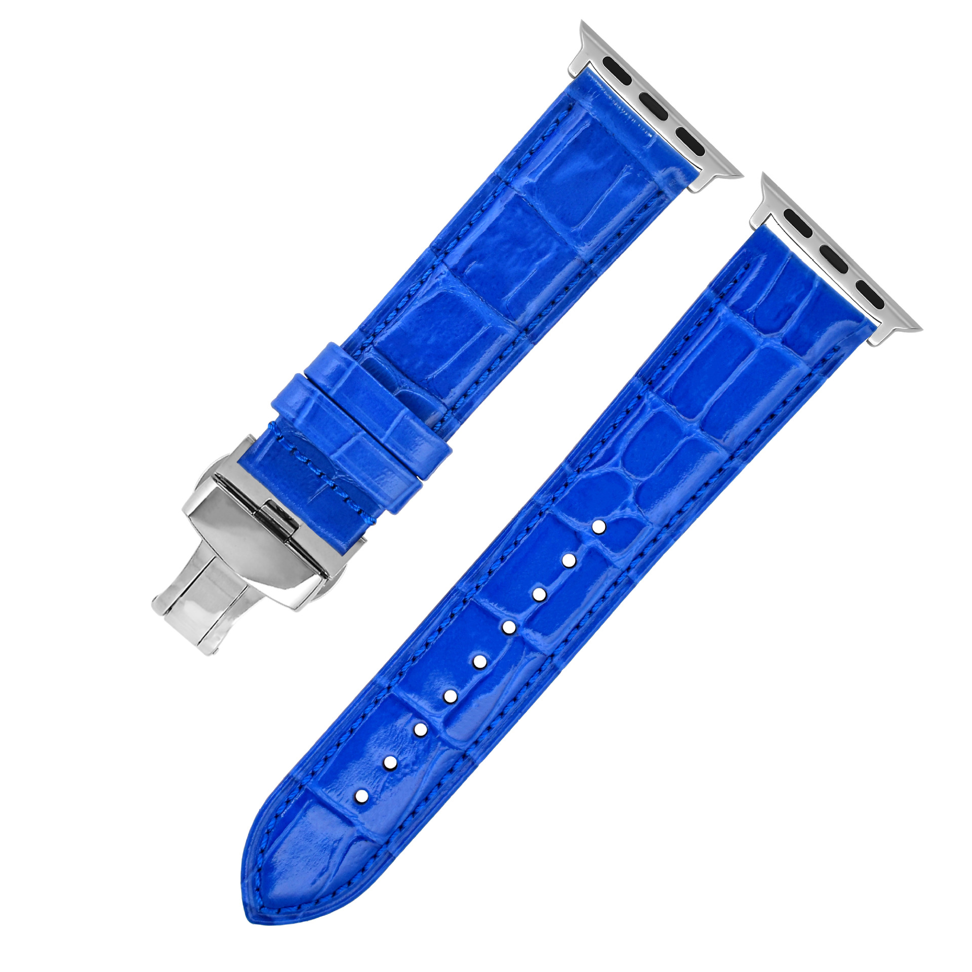 CONKLY Embossed Alligator Grain Genuine Leather Apple Watch Strap Butterfly Deployment Clasp Custom Hardware OEM