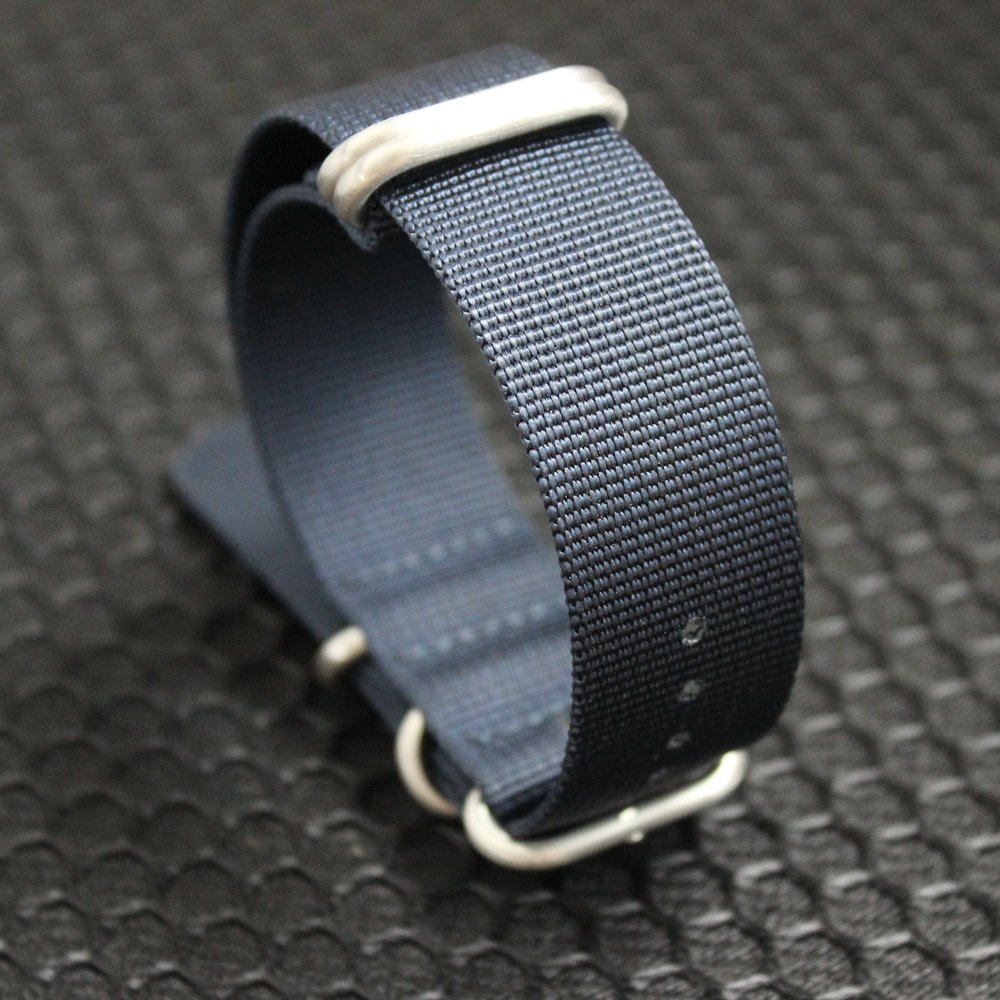 5 Rings 26mm Navy ZULU Watch Bands with Brushed Buckle From CONKLY