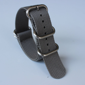 Wholesale 5 Rings Grey ZULU Watch Straps with Brushed Keeper Hardware