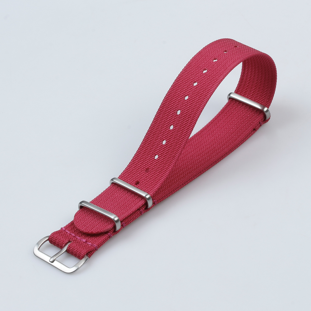 Custom Hot Sell Ribbed Watch Band Red Color in 20mm 22mm with NATO Band Hardware for DW Watches