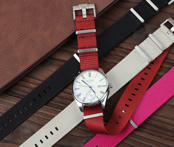 Heavy-duty NATO nylon straps, rugged canvas fabric watch bands, military-style replacement straps for outdoor and sports watches, CONKLY global B2B supply.
