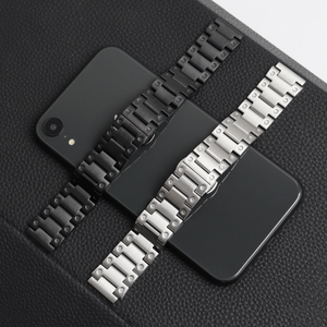 OEM Wholesale Universal 3-Link Flat End Metal Watch Strap with Push-Button Butterfly Clasp