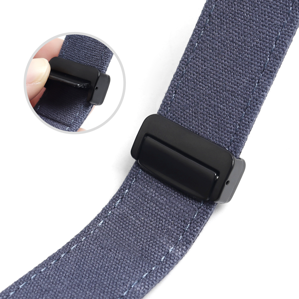 Snap Black Canvas Watch Bands with New Stitching in 22mm For Watch Company