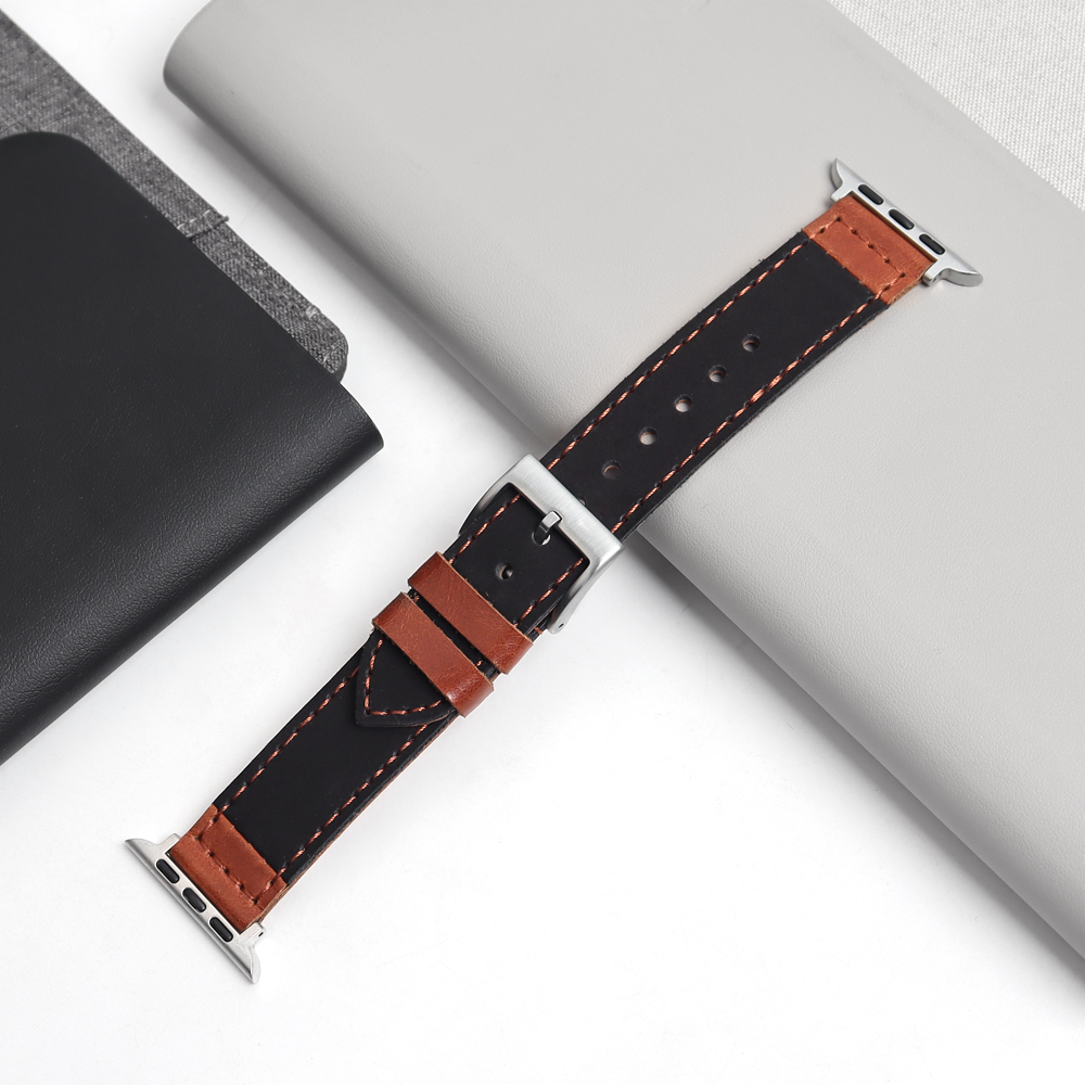 Premium Two-Tone Genuine Leather Strap Compatible with Apple Watch - Wholesale Custom B2B Edition