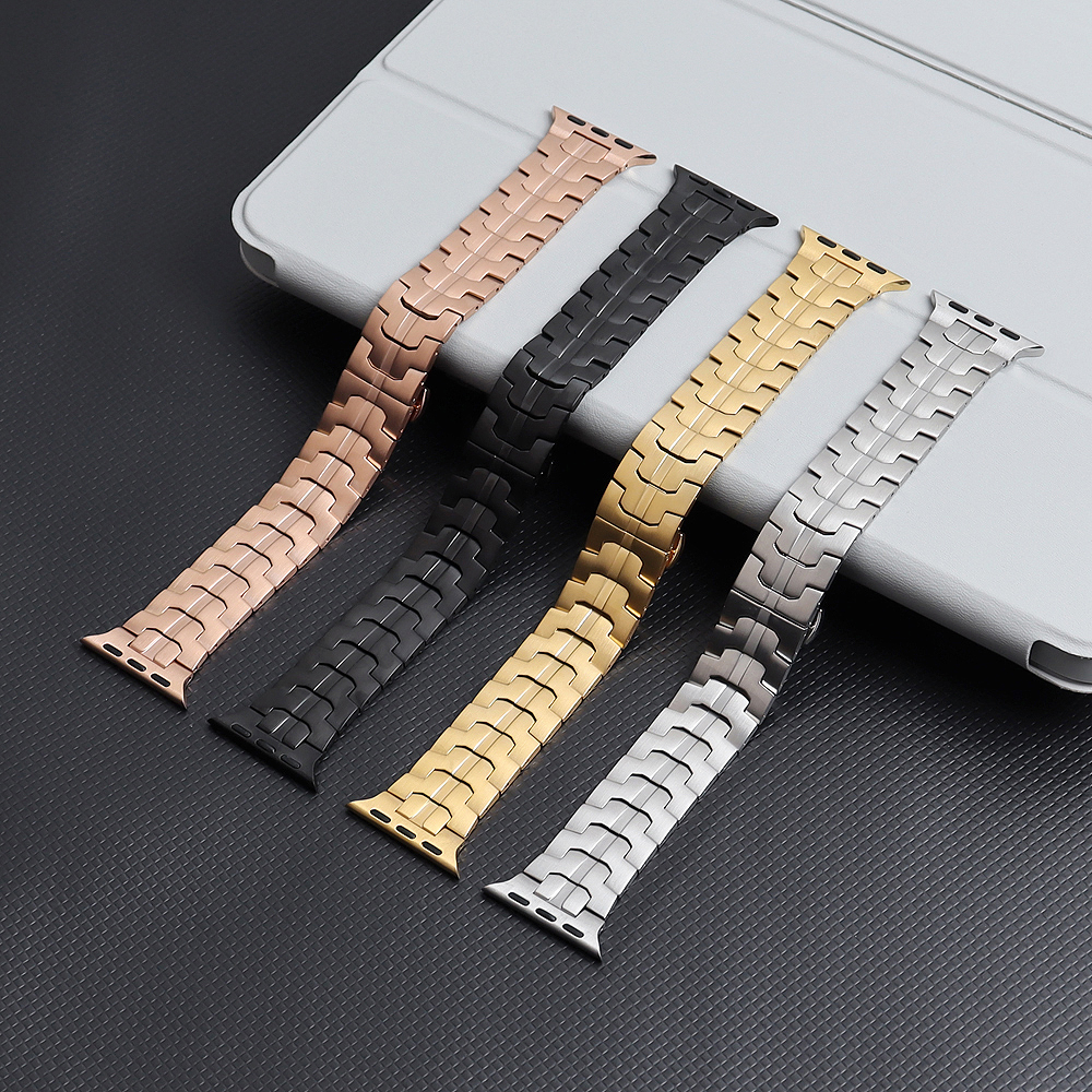 Luxury 304L Stainless Steel Metal Link Bracelet for Apple Watch - Integrated Connector Design - Wholesale B2B Custom Edition