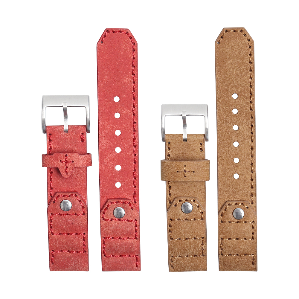 Custom Vintage Pilot Leather Watch Strap with Rivets | Genuine Crazy Horse Leather Aviator Band for Men