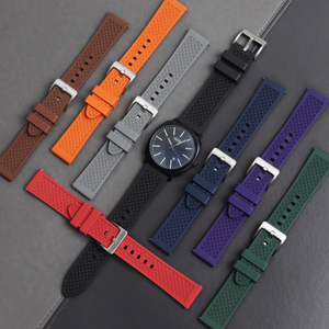 Textured Waffle FKM Fluoroelastomer Watch Strap Heavy Duty Stainless Steel Buckle Quick Release Sport Band