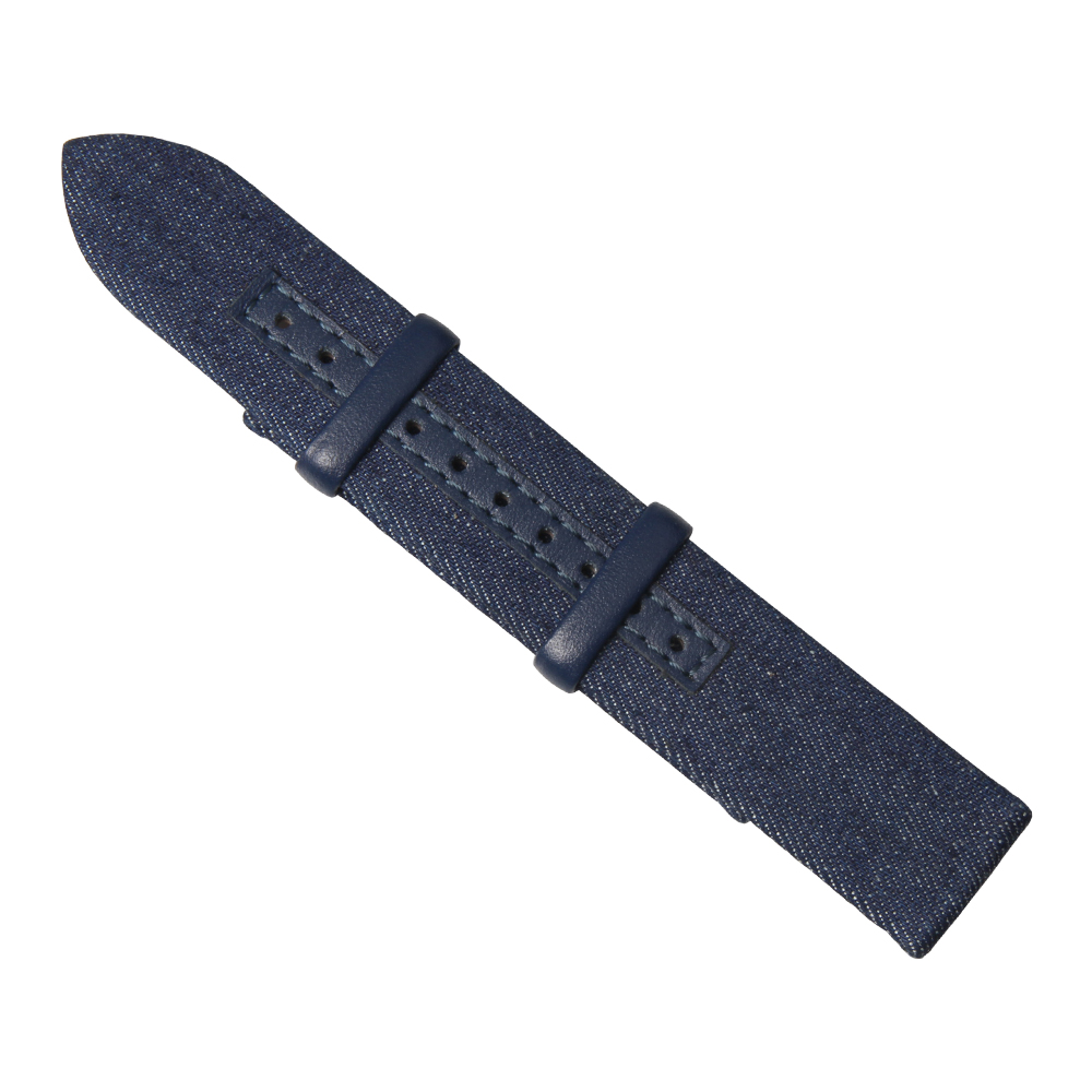 2 Piece of Navy Canvas And Leather Zulu Watch Straps with Polished Zulu Buckle