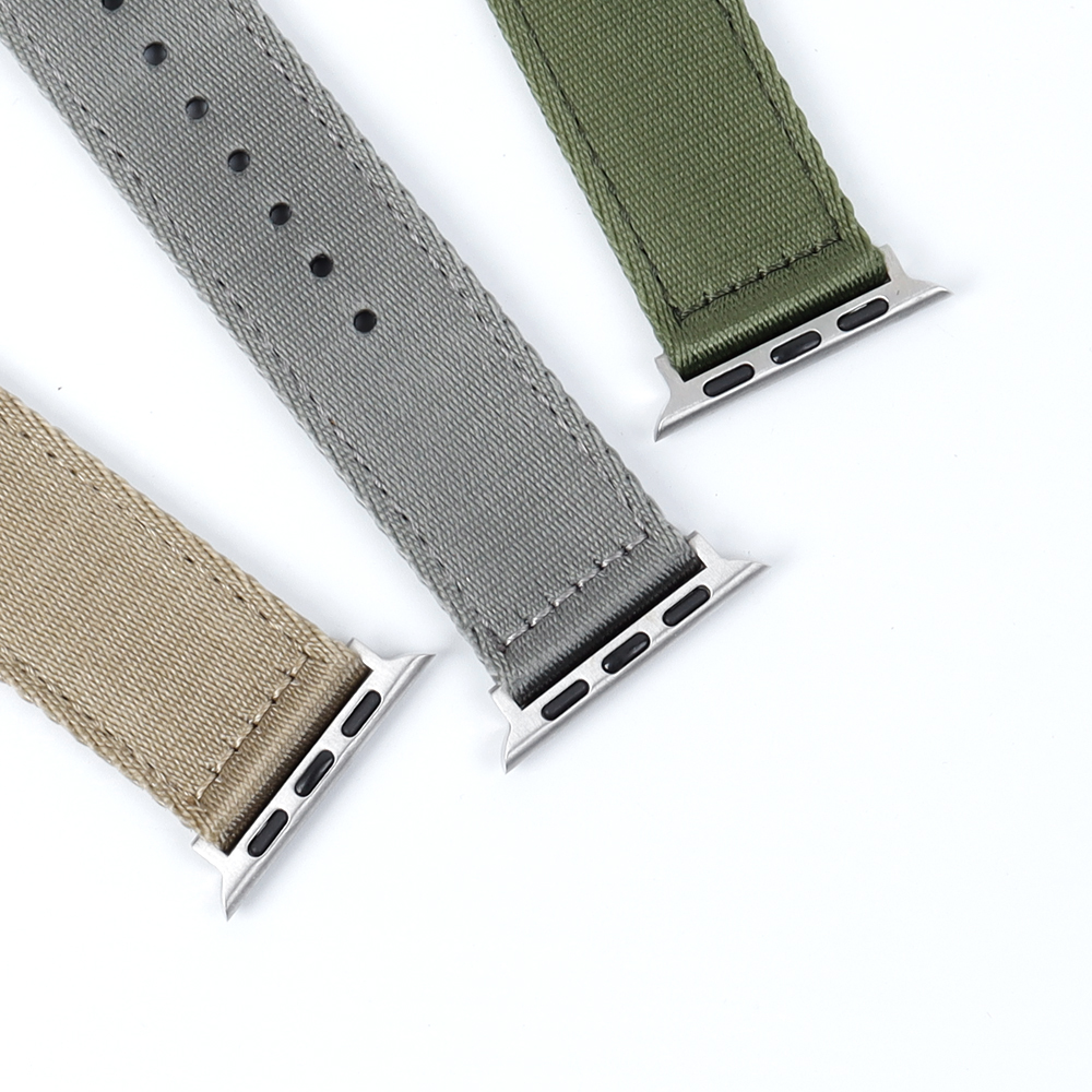 CONKLY Seatbelt Nylon Apple Watch Band in 20mm 22mm Green And Grey Color Apple Watch Strap Factory