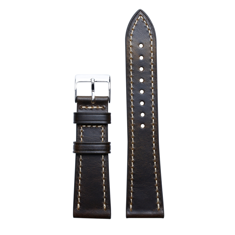 CONKLY-OEM Dark Brown Italian Oil Wax Leather Handmade Leather Watch Band in 20mm 18mm Adaptation with Iwatch Connector 40mm 44mm