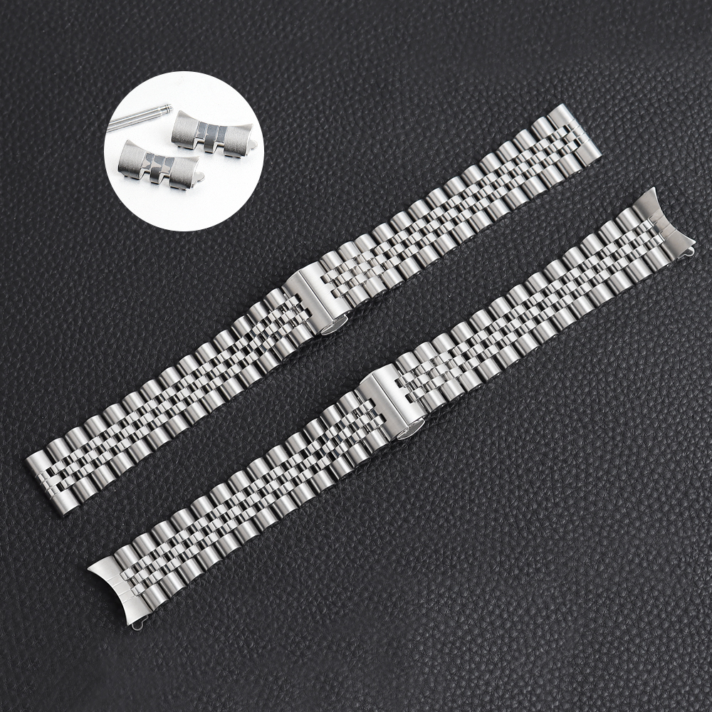 Wholesale Jubilee Stainless Steel Watch Band with Curved End Links & Butterfly Clasp