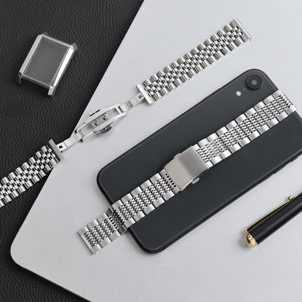 OEM 5-Link Stainless Steel Watch Strap with Dual Quick Release Pins, 18-24mm