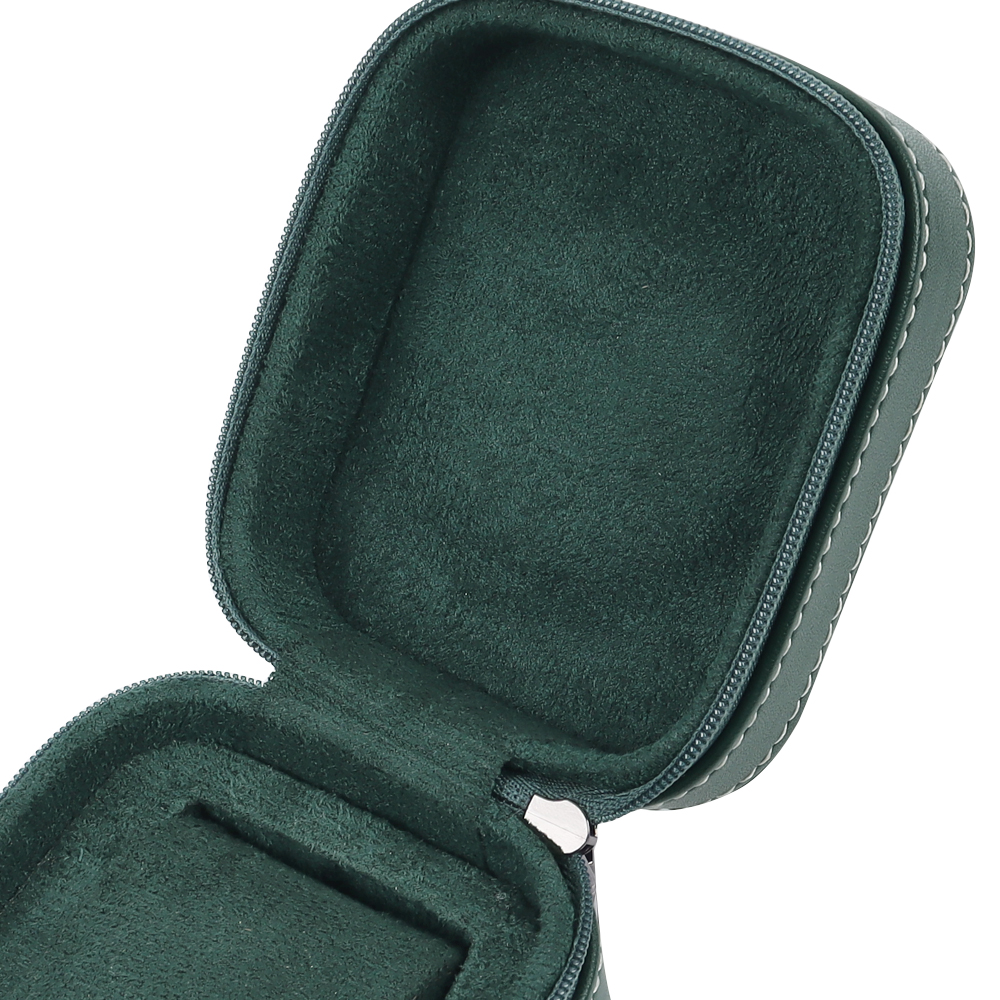 OEM Green Leather Single Slot Watch Box Anti-Scratch Zippered Travel Case