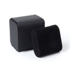Wholesale OEM Black Leather Single Watch Travel Case with Dual Snap Fasteners