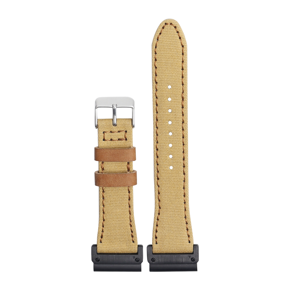 Slim Hybrid Canvas & Leather Strap for Garmin - Reinforced Leather Eyelets - Premium QuickFit Tactical Band for B2B Wholesale