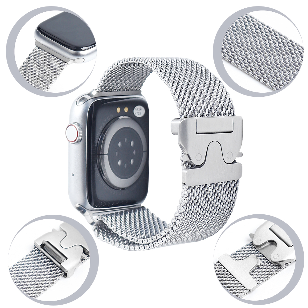 Wholesale 304L Stainless Steel Milanese Mesh Strap for Apple Watch - Premium Metal Loop with Deployment Clasp - B2B Bulk Supply