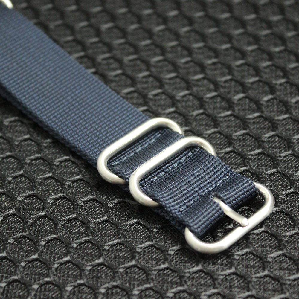 5 Rings 26mm Navy ZULU Watch Bands with Brushed Buckle From CONKLY