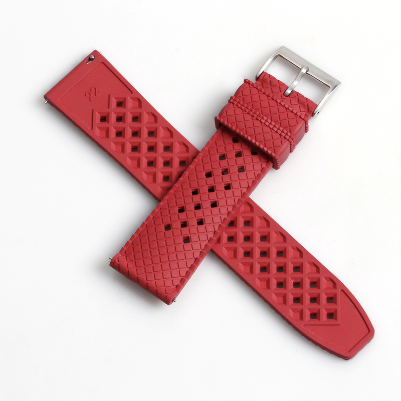 Custom High Quality Red Fluorine Rubber Watch Straps FKM Watch Band for