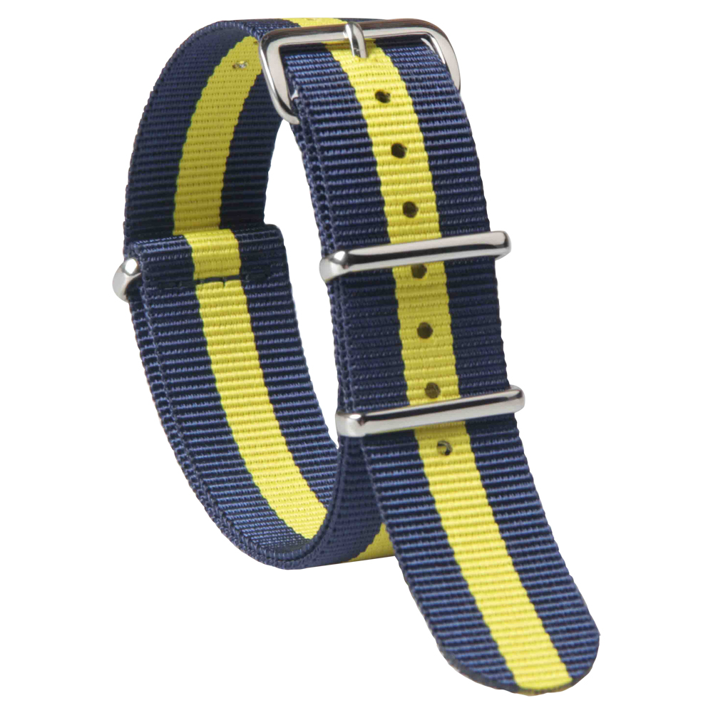Custom 20mm Nylon Nato Watch Bands with Polished Nato Strap Keeper