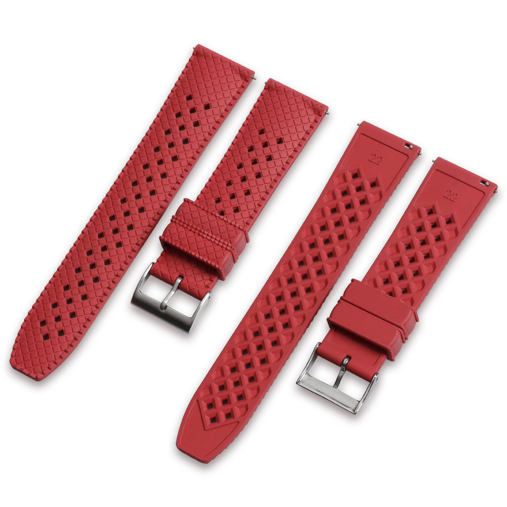 Custom High Quality Red Fluorine Rubber Watch Straps FKM Watch Band for Rolex Watches Brand From CONKLY Watch Straps Factory