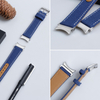 Custom Blue Samsung Galaxy Watch 4 Straps Apple Watch Bands Canvas And Leather Hybrid Watch Strap in 20mm 22mm for Smart Watches