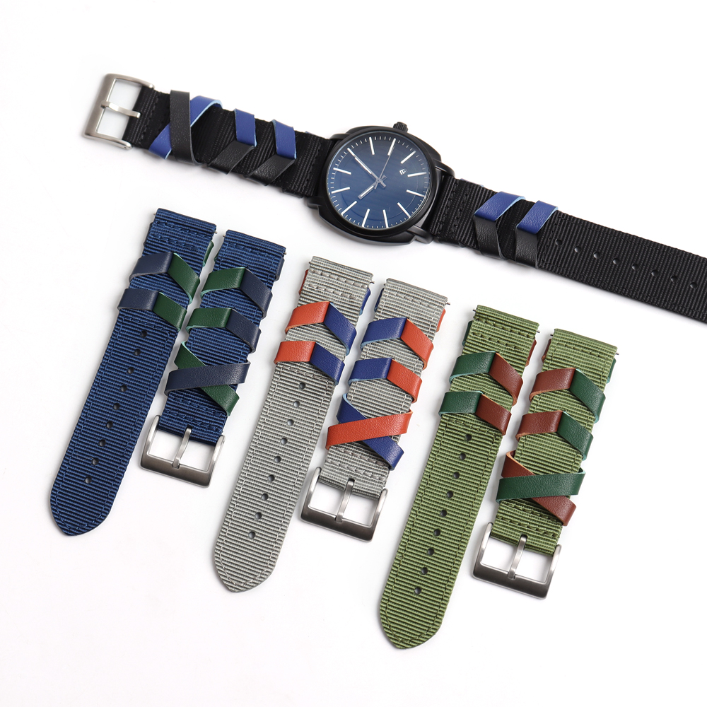 Leather nylon watch bands