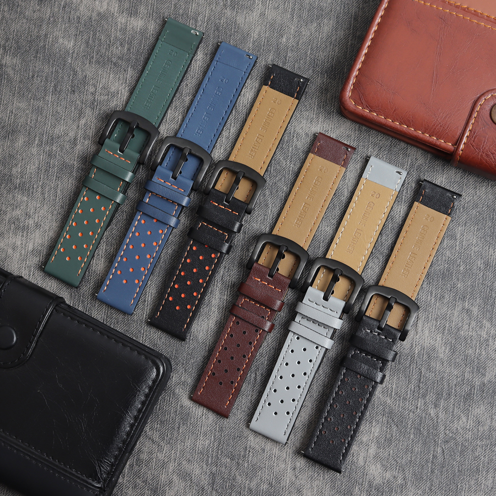 OEM Two-Tone Hand-Stitched Leather Watch Strap | Double-Layered Techwear Rugged Watch Band Wholesale