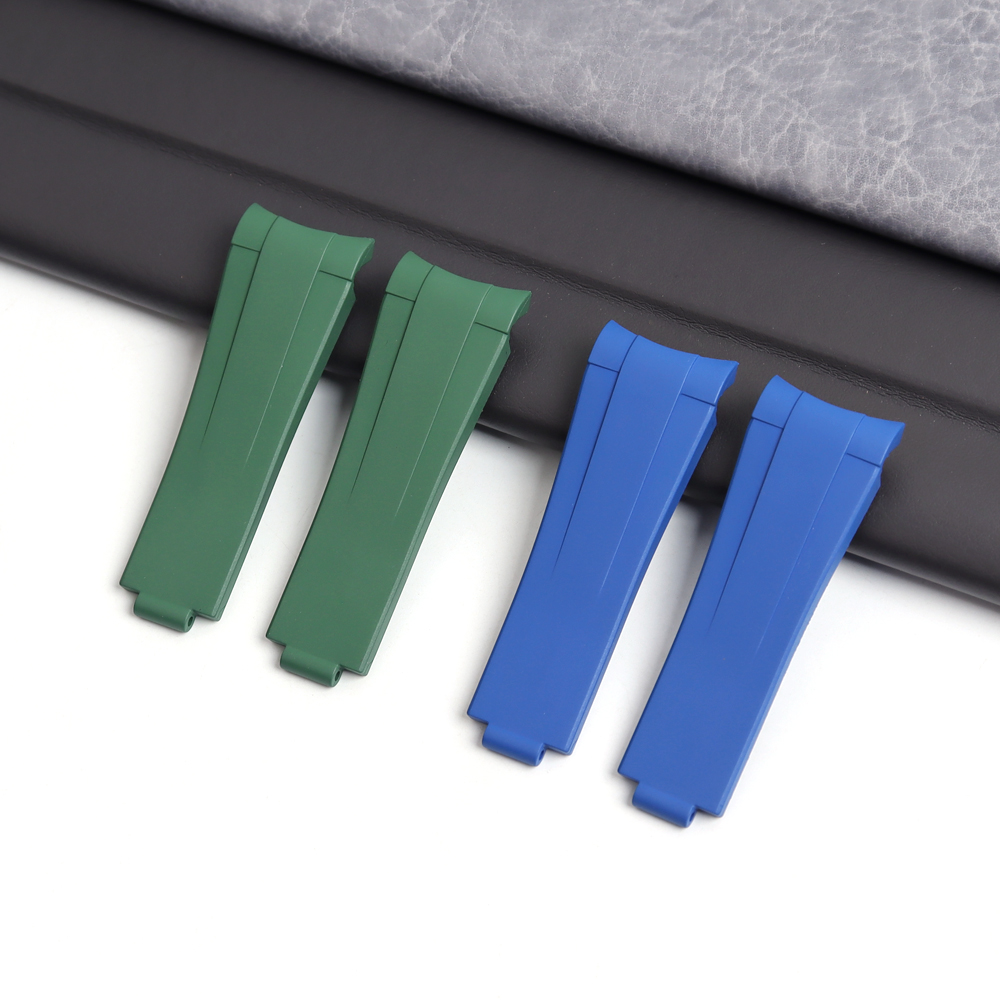 Curved End FKM Rubber Watch Strap Compatible with Rolex Submariner 20mm B2B Wholesale