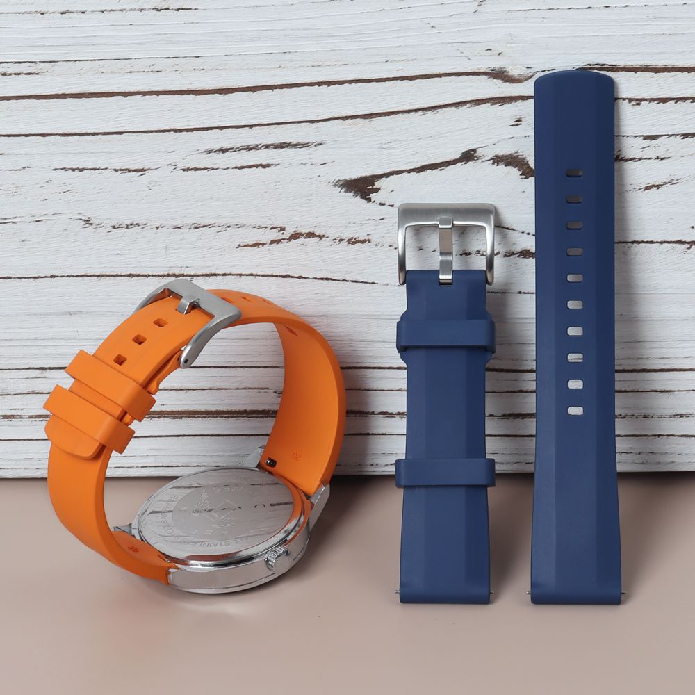 FKM Rubber Watch Strap with Stainless Steel Pin Buckle Quick Release Waterproof Watch Band Factory OEM ODM Wholesale