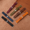 CONKLY Vintage Waxed Pull-Up Leather Apple Watch Strap Hand Stitched Saddle Accent Brushed Buckle OEM