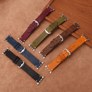 CONKLY Vintage Waxed Pull-Up Leather Apple Watch Strap Hand Stitched Saddle Accent Brushed Buckle OEM