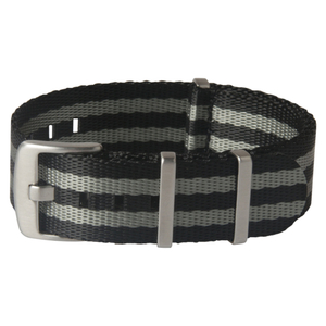 James Bond Seat Belt Stripe Nylon Watch Bands with Brushed Heavy Duty Buckle