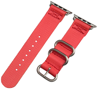 OEM Red Nylon Watch Band for Apple Watches with Brushed Zulu Hardware