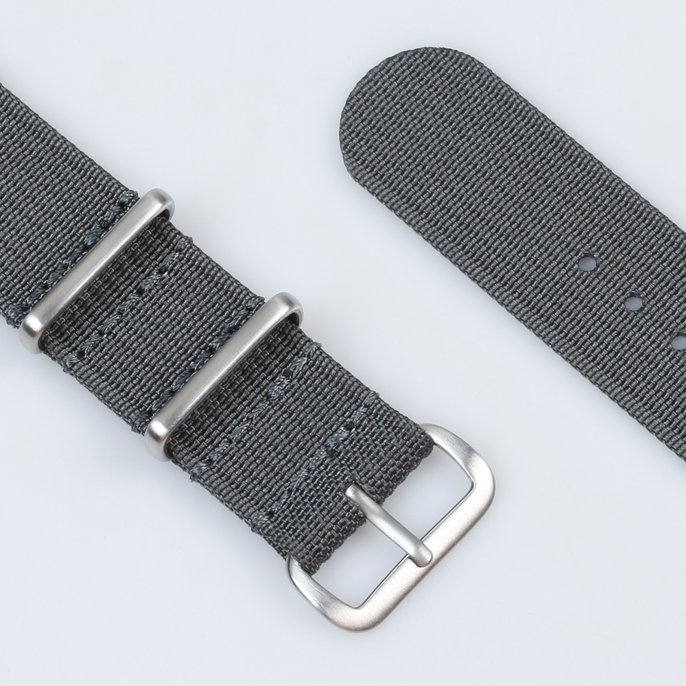 Custom New Ribbed Nylon Watch Strap Gray Color in 20mm 22mm with NATO Band Brushed Hardware for SEIKO