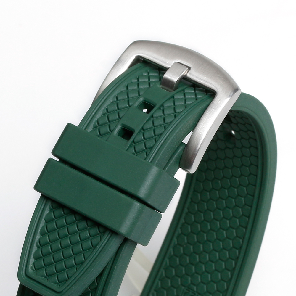 OEM Premium Green FKM Fluorine Rubber Watch Band Embossed 3D Watch Strap for OMEGA Watches From CONKLY Watch Straps Factory