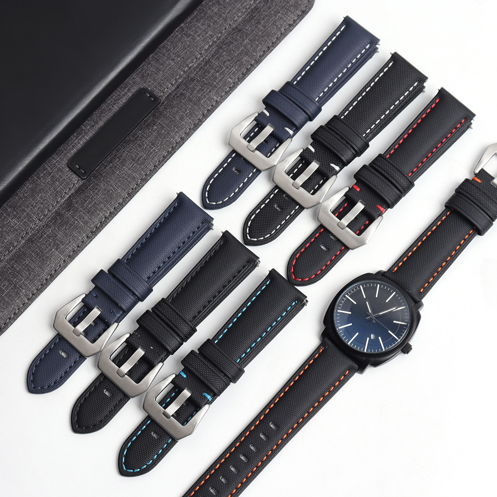CONKLY OEM Sailcloth Watch Band with Brushed Heavy Buckle with New Material in 20mm-22mm-24mm for Watches