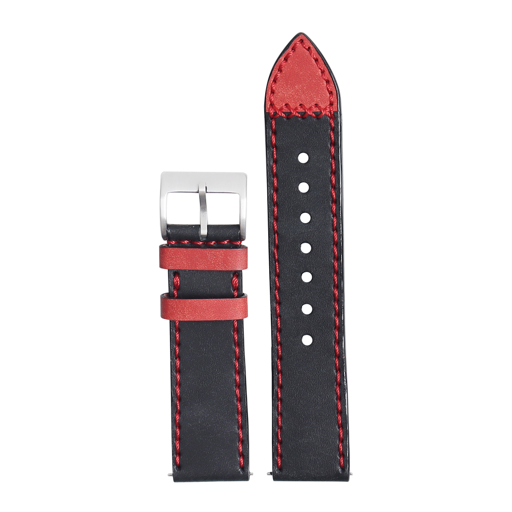 Premium Hand-Stitched Two-Tone Leather Watch Strap | Vintage Contrast Color Genuine Leather Band Wholesale