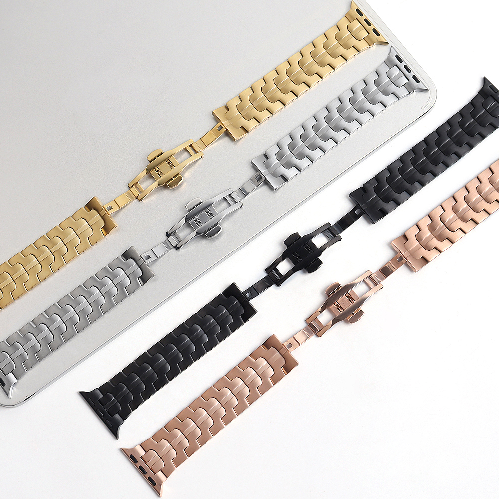 Luxury 304L Stainless Steel Metal Link Bracelet for Apple Watch - Integrated Connector Design - Wholesale B2B Custom Edition