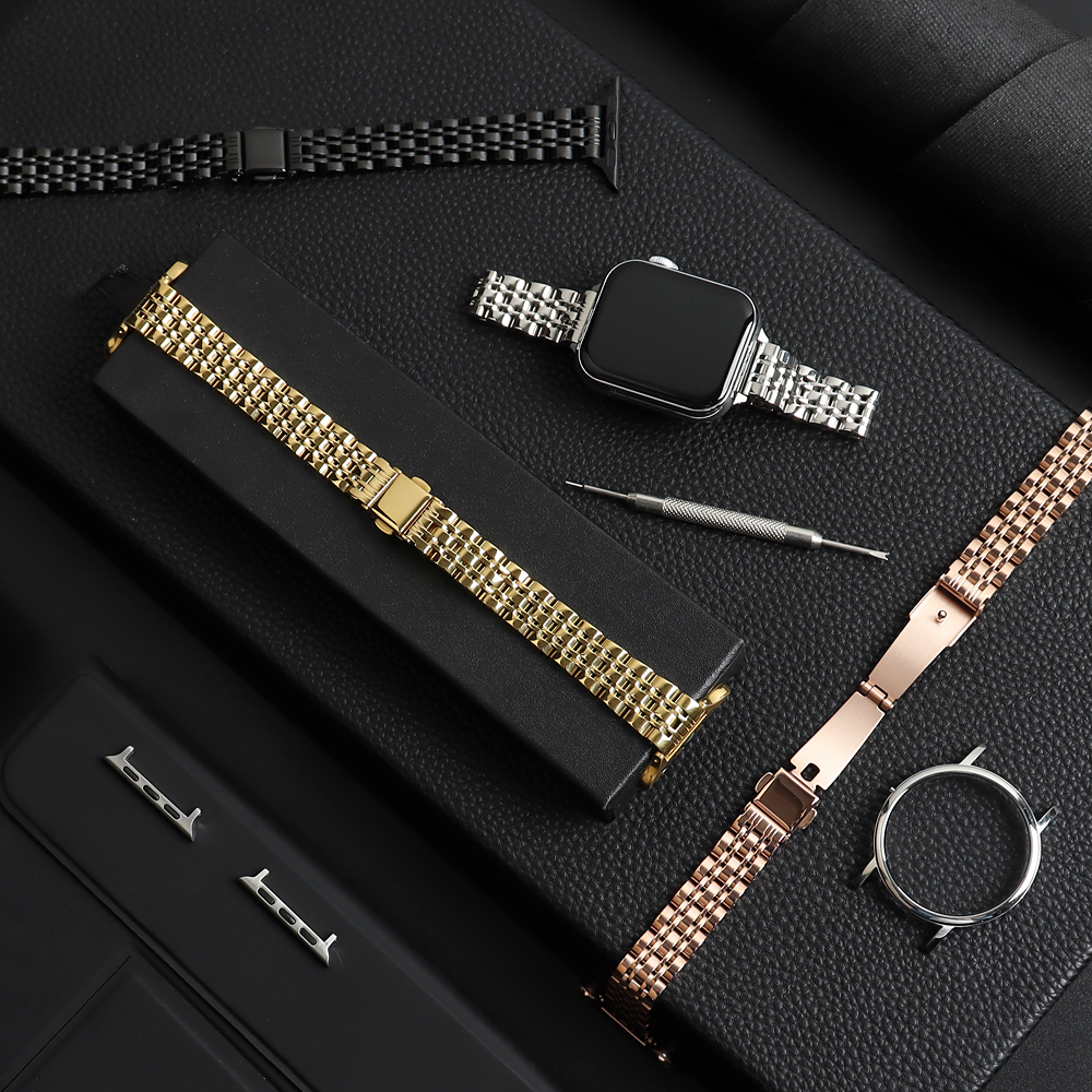 CONKLY Luxury 5-Link Jubilee Stainless Steel Strap for Apple Watch - Premium 304L Polished Metal Band - Wholesale B2B Custom