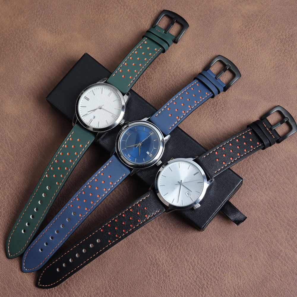 OEM Two-Tone Hand-Stitched Leather Watch Strap | Double-Layered Techwear Rugged Watch Band Wholesale