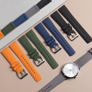 FKM Rubber Watch Strap with Stainless Steel Pin Buckle Quick Release Waterproof Watch Band Factory OEM ODM Wholesale