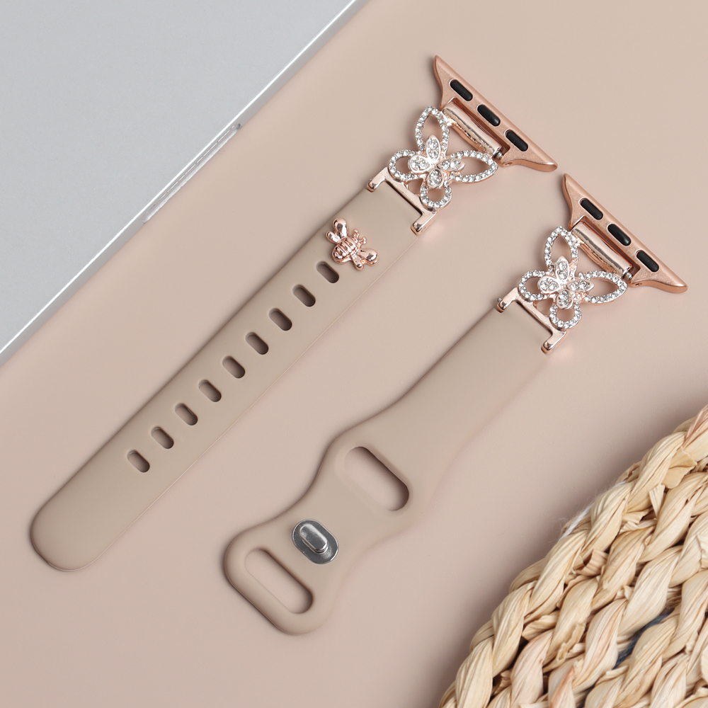 Luxury Rhinestone Butterfly Apple Watch Band Sparkling Bee Charm Silicone Strap Wholesale CONKLY B2B Supplier