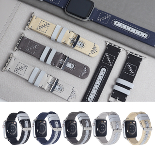 CONKLY Vintage Canvas Apple Watch Band 20mm 22mm 24mm Leather Hole Accent Custom Color Hardware OEM