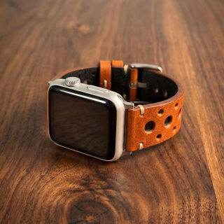 CONKLY Vintage Rallye Perforated Leather Apple Watch Band Racing Style Pin Buckle Custom OEM