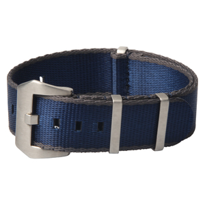 Grey Navy Seat Belt Stripe Nylon Watch Bands with Heavy Duty Buckle