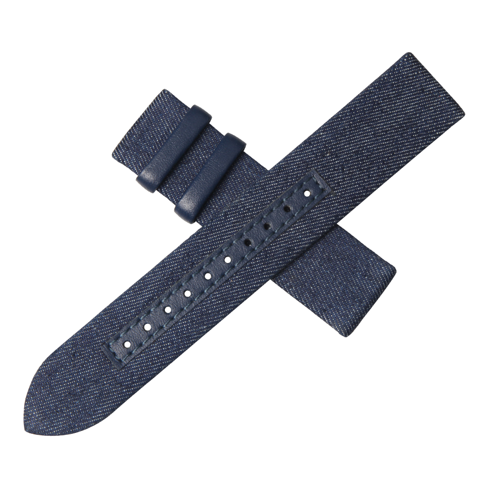 2 Piece of Navy Canvas And Leather Zulu Watch Straps with Polished Zulu Buckle