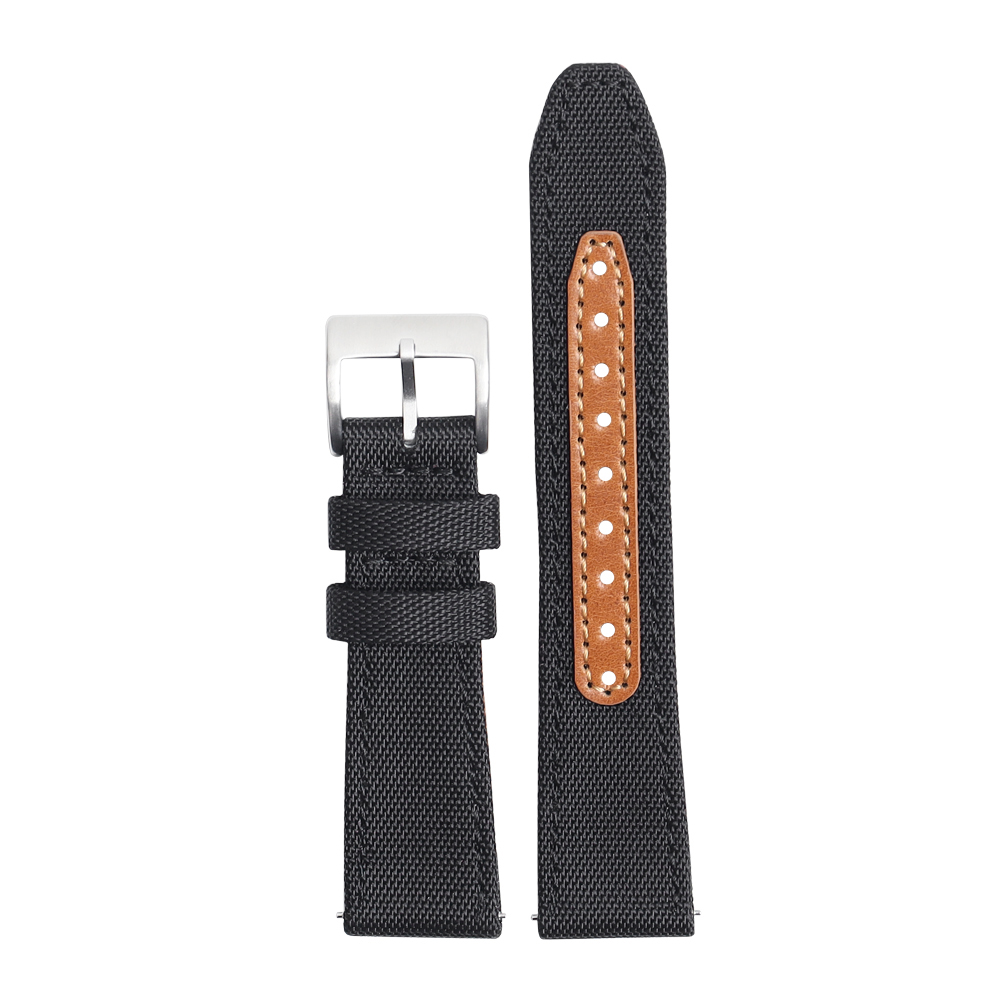 CONKLY Wholesale Sailcloth Watch Band with Heavy Pin Buckle with Leather Pad in 20mm-22mm-24mm