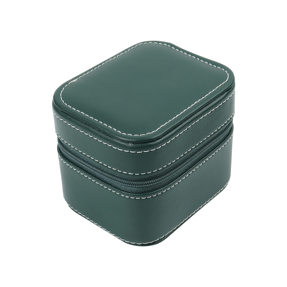 OEM Green Leather Single Slot Watch Box Anti-Scratch Zippered Travel Case