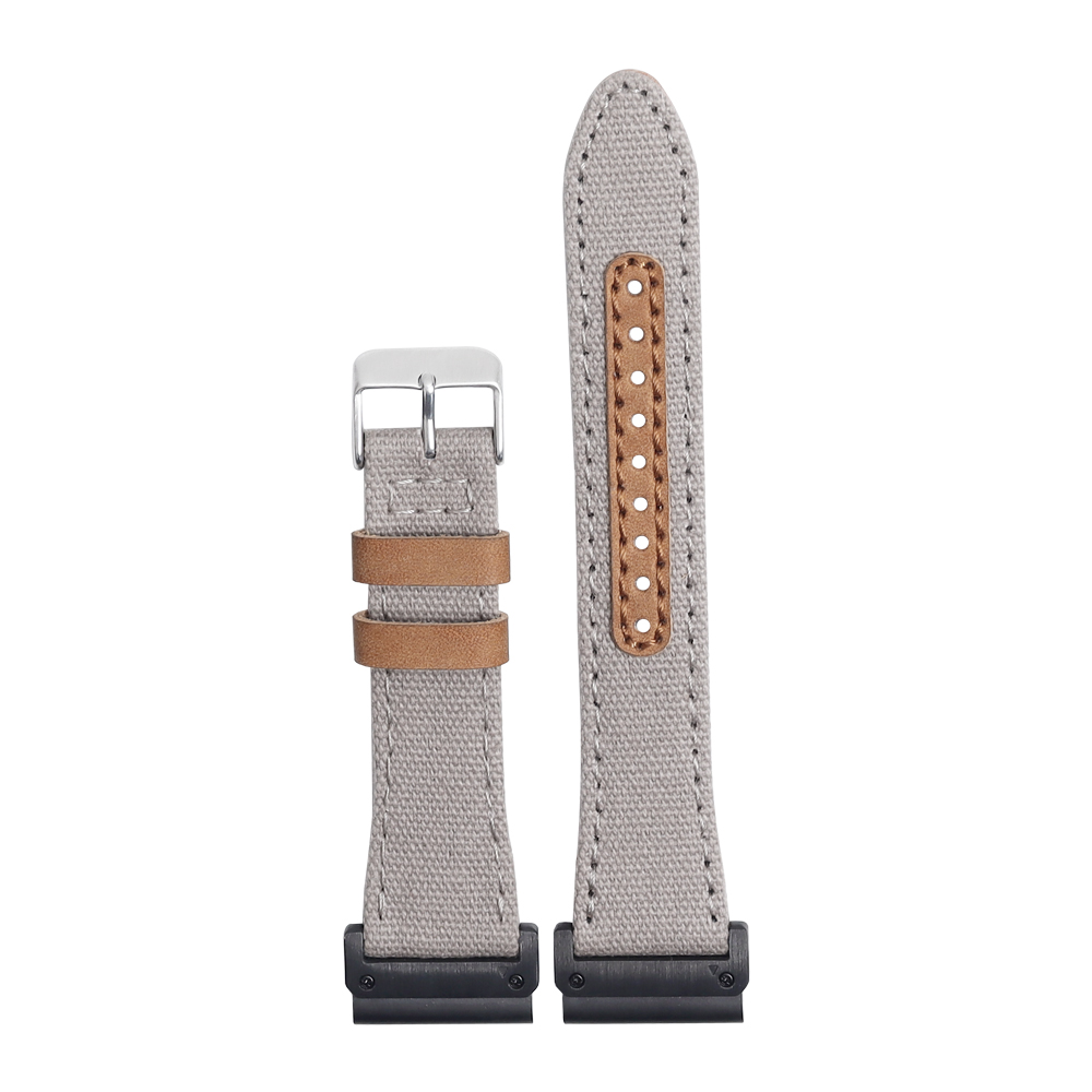 Slim Hybrid Canvas & Leather Strap for Garmin - Reinforced Leather Eyelets - Premium QuickFit Tactical Band for B2B Wholesale